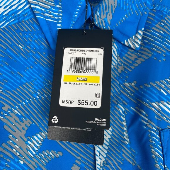 Under‎ Armour Men's Medium UA Dockside Short Sleeve Shirt Blue Tropical 1376577 - Picture 4 of 13